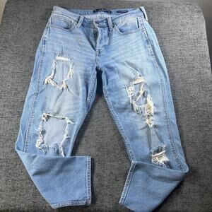 Hollister Low Rice Crop Boyfriend Womens Teen Jeans Distressed Size 7R